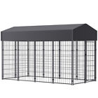 Strong Dog Playpen Huge Cage Pet Exercise Metal Fence Kennel Roof Outdoor Indoor