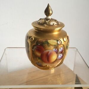 New ListingVintage Royal Worcester Porcelain HandPainted Fruit Reticulated Lid Pot Pourri