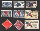 9 DIFF 1901 Pan American Exposition Buffalo Cinderella Stamp s! Am Expo Label