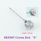 Fit NE15 NH35 7S26 Mov't SKX007 Knurled Crown Red ‘S’ Mod Parts Polished Finish