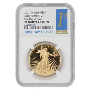 2021-W $50 Gold Eagle Type 2 NGC PF70UCAM First Day of Issue Proof 1oz Coin