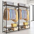 110lbs Heavy Duty Clothing Garment Rack Metal Closet Organizer Wardrobe w/ Shelf