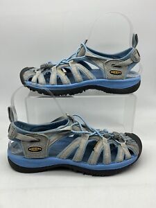 Keen Whisper Sport Sandals Womens Size 7.5 Hiking Waterproof Gray Blue Shoes VGC