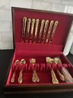 Golden Silverware Set Stainless Steel Flatware Cutlery Service for 8 and chest