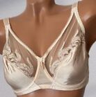 Wacoal Feather Embroidery Unlined Bra 34D 85121 Nude Beige Lace Underwire