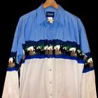 NWOT Mens Wrangler Horse Cowboy Graphic Pearl Snap Western Rodeo L/S Shirt L