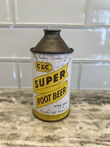 Vintage C & C Super Root Beer Cone Top Soda Pop Can