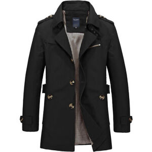 Spring mens Business Casual jacket Trench Coats long cotton windbreaker