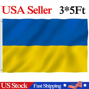 3x5 Ukraine Flag Ukrainian FLAG House Banner 5X3 Grommets 100D (USA STOCK) (NPL)