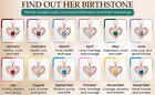 Birthday Month 18K Rose Gold Silver Heart Pendant Infinity Birthstone Necklace
