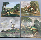 Countryside Scenery Ceramic Trivet Tiles From England set of 4
