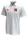 Nebraska Huskers Shirt Mens Medium White Red Polo Golf Golfing Adidas