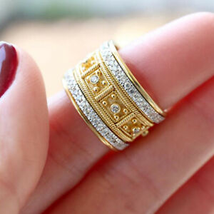 Cubic Zirconia Rings for Women 18k Yellow Gold Plated Rings Girl Jewelry Sz 5-10