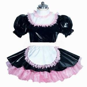 Black Sissy maid Girl lockable pvc Dress cosplay costume Tailor-made
