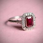 Lab-Created Ruby CZ Ring For Women Handmade Halo Set Cocktail Jewelry