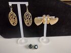 Lot Of 4 Pairs Of Assorted Pierced Gold  And Silver tone Earrings