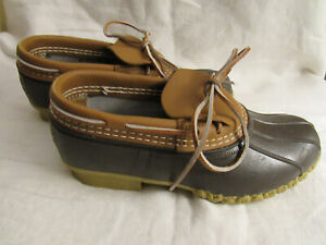 LL Bean Womens Brown Leather Unlined Waterproof Rubber Moc Duck Boots Size 8 M
