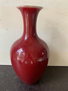 New ListingChinese Antique Porcelain Large Oxblood Flambe Red Glazed Vase Rare Style 19th