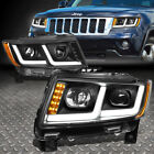 [LED DRL+SIGNAL]FOR 11-13 JEEP GRAND CHEROKEE PROJECTOR HEADLIGHT BLACK/AMBER (For: 2011 Jeep Grand Cherokee Limited)
