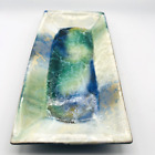 Handmade Studio Art Pottery Crystalline Glaze Rectangle Tray Dish Signed