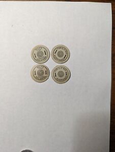 4 Oklahoma Sales Tax Old Age Assistance 1¢ White Cardboard Tokens. Excellent!