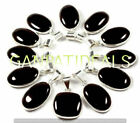 Black Onyx Gemstone 5pcs Wholesale Lot 925 Sterling Silver Plated Bezel Pendant