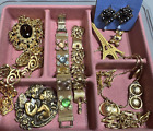 Vintage Jewelry Lot Wearable Brooch Earrings 60s - 90s Avon Monet Napier 10 piec