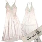 Vintage Christian Dior Pastel Pink Lace Satin Nightgown Wrap Dress Maxi S