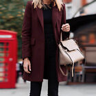 Women Single Breasted Long Jacket Trench Coat Wool Overcoat Warm Outwear Casual