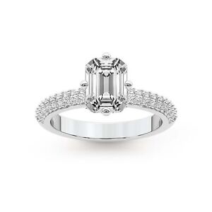 IGI Certified Lab Created Diamond Ring 14K or 18K Gold Eloa Secret Halo Ring