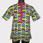 ￼ Ghana Print Men Shirts With Pink Embroidery Detail