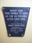New ListingVintage Duncan Parking Meter Directions Plate Coin-Operated Chicago Nautec Corp.