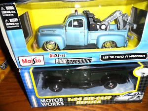2 lot 1/24 Motor Works 1941 Plymouth Truck Diecast ,FORD 1948 TOW WRECKER Maisto
