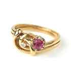 14K Solid Yellow Ruby Diamond Knot Ring, July Birthstone, Natural Ruby