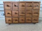 Antique Primitive Apothecary Wood 15 Drawers Feet
