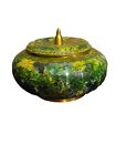 Vintage  Chinese Cloisonné Bowl or Dish with Lid. , Beautiful Green