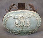 Collectable IMAX Clay Vase Metal Handles Green Brown Home Décor Decoration