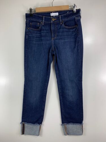 LOFT Size 6/28 Modern Straight Cuffed Cropped Capri Denim Blue Jeans