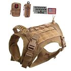 Tactical Dog Vest with Pouch- Training Dog Molle Medium Khaki and 2 pouches