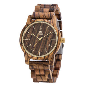 UWOOD Zebra Wood Watch for Men Handmade Men's Wooden Watch Christmas Gift