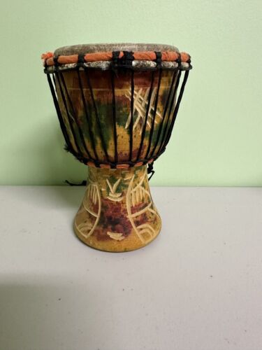 Hand Carved African Style Djembe Drum 10 Inch Preowned