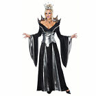 Adult Women's Evil Queen Witch Halloween Costume Silver Black Dress Crown XS S L