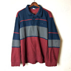 Vintage Haband Casual Joe Grandpa Sweater Colorblock Red Gray Blue Pullover 90s