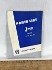 1949 Jeepster Model 4-63 V J-2 Parts List Manual