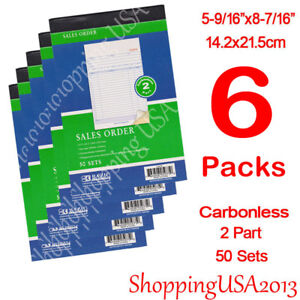 6 X Sales Order Book Receipt Invoice Form 50 Set 2 Parts Duplicate Carbonless