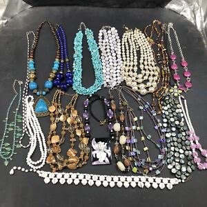 Wholesale Lot Vintage To Modern Necklaces Multi Colored For Wear Or Resale