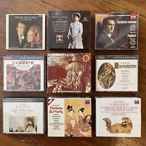 9x Album CD Lot Opera EMI Decca London RCA Verdi Puccini Imports & Domestics