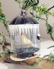 White Glass Bird, in Wire-Wrapped Glass Cage. Late 1940s German Glass Ornament