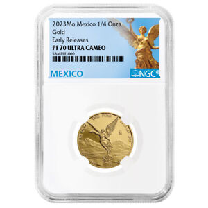 2023 Proof Gold Mexican Libertad Onza 1/4 oz NGC PF70UC ER Mexico Label