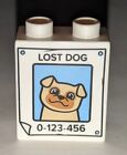 LEGO DUPLO 1X2X2 WHITE BRICK LOST DOG POSTER SIGN PATTERN PIECE PART 76371pb237